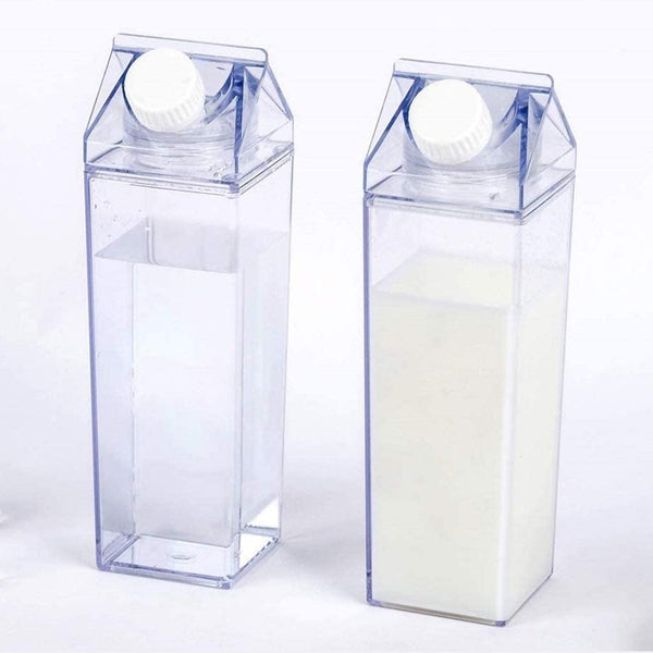 2X Clear Plastic Milk Carton Water Bottle 500ml