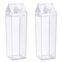 2X Clear Plastic Milk Carton Water Bottle 500ml