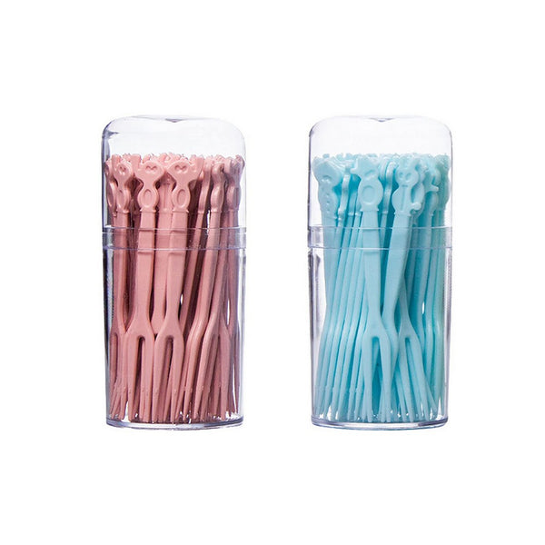 Set of 2 Pack Plastic Fruit Forks for Party and Picnic Pink and Blue