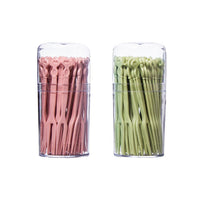 Set of 2 Pack Plastic Fruit Forks for Party and Picnic Pink and Green