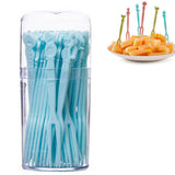 Set of 2 Pack Plastic Fruit Forks for Party and Picnic Blue and Green