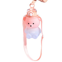 Cute Bear Water Bottle with Drinking Straw Pink