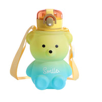 Cute Bear Water Bottle with Drinking Straw Yellow