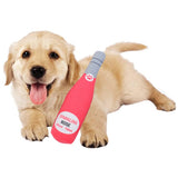 Squeaky Pet Toys Wine Bottle Plush Dog Chew Squeaker Teething Training-Pink