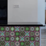 10Pcs Mandala Pattern Tile Wall Stickers Water Resistant Wallpaper Removable Decal for Kitchen Bathroom-Style 2