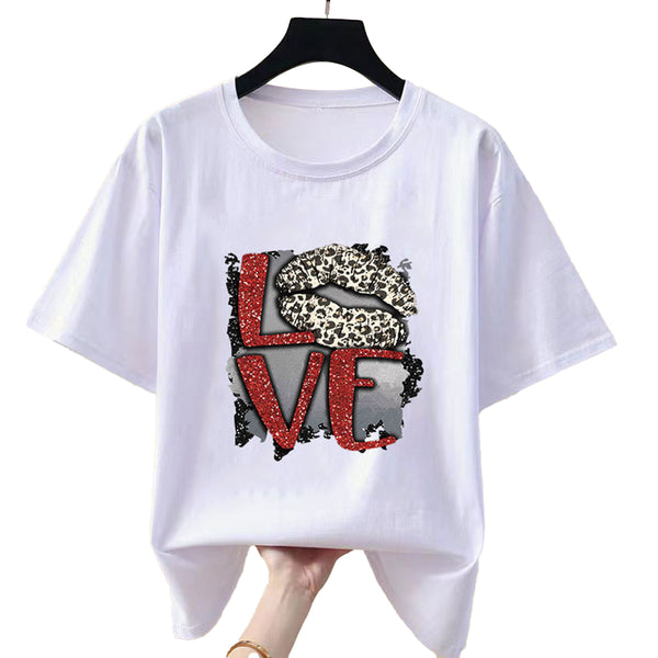 2Pcs Valentine's Day Heat Transfer Film Sticker DIY Iron on Patch for T-shirt Clothes-Style 1