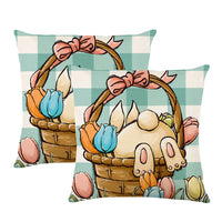 2Pcs Easter Pillow Covers Bunny Decorative Pillowcases-Style 2