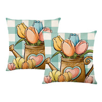 2Pcs Easter Pillow Covers Bunny Decorative Pillowcases-Style 3