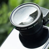 2 in1 Portable 37mm 0.45X 49UV Wide Angle Macro Cell Phone Camera Lens Kit Black