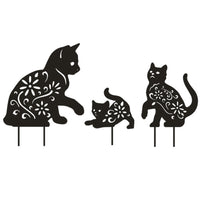 3Pcs Cat Garden Art Garden Metal Garden Sculptures Statue Home Decor Lawn Ornaments