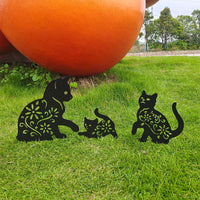 3Pcs Cat Garden Art Garden Metal Garden Sculptures Statue Home Decor Lawn Ornaments