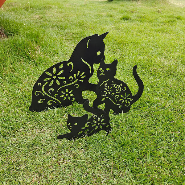 3Pcs Cat Garden Art Garden Metal Garden Sculptures Statue Home Decor Lawn Ornaments