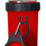 2 in 1 Portable Pet Dog Food Container Water Bottle with Collapse Bowls Outdoor for Traveling Red