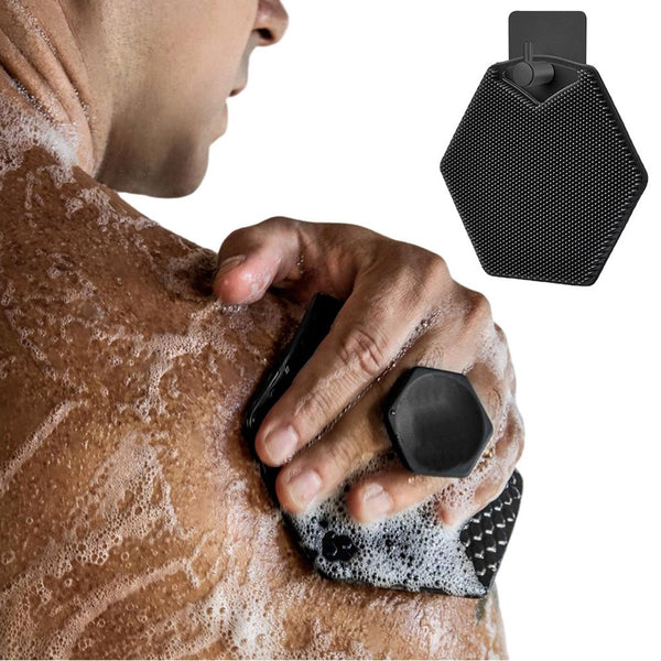 Silicone Bath Brush Exfoliating Body Scrubber Shower Massage Brush with Hanging Hole Black