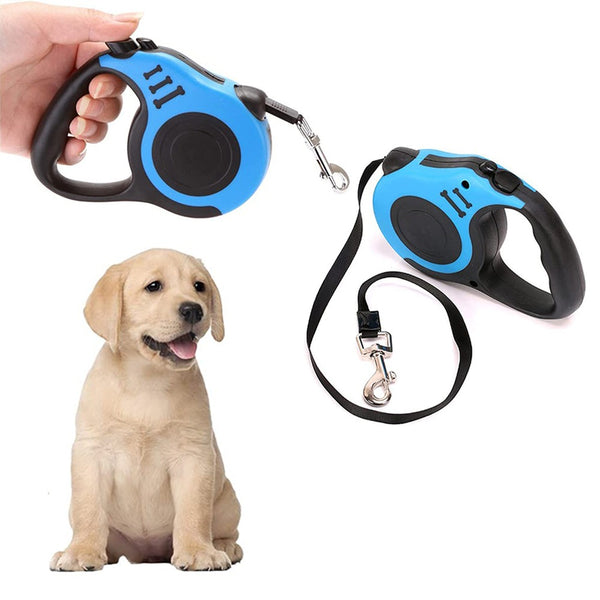 Retractable Dog Leash Extendable 5m With Folding Bowl Dispenser And Waste Bags Blue