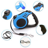 Retractable Dog Leash Extendable 5m With Folding Bowl Dispenser And Waste Bags Blue