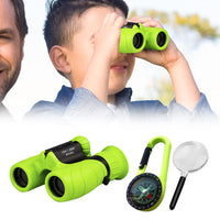 FancyGrab Set of 8X Magnification HD Kids Binoculars Compact Kids Toy with Compass and Magnifying Glass