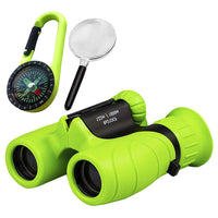 FancyGrab Set of 8X Magnification HD Kids Binoculars Compact Kids Toy with Compass and Magnifying Glass