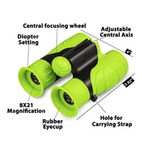 FancyGrab Set of 8X Magnification HD Kids Binoculars Compact Kids Toy with Compass and Magnifying Glass