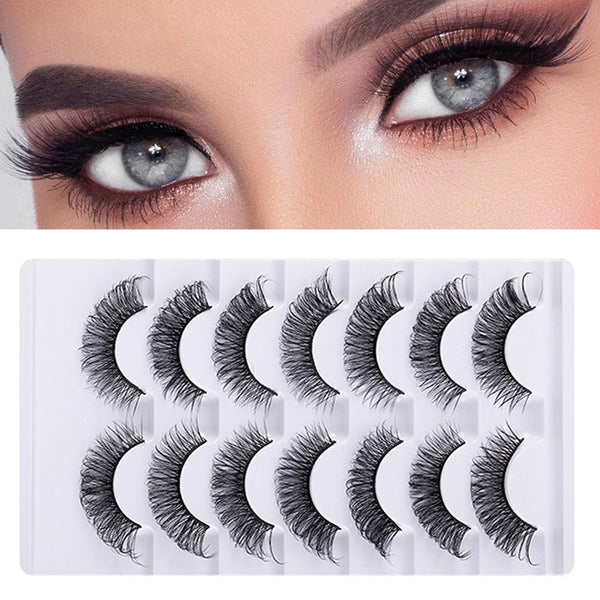 FancyGrab 7 Pairs of D-Curved Natural Curling False Eyelashes Air Feeling Faux False Eye Lashes Style 3