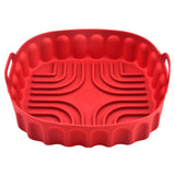 FancyGrab Reusable Air Fryer Silicone Pot Baking Tray Air Fryer Liner Pizza Oven Basket with 3Pcs Baking Tool Set Red