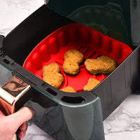 FancyGrab Reusable Air Fryer Silicone Pot Baking Tray Air Fryer Liner Pizza Oven Basket with 3Pcs Baking Tool Set Red