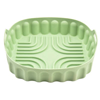 FancyGrab Reusable Air Fryer Silicone Pot Baking Tray Air Fryer Liner Pizza Oven Basket with 3Pcs Baking Tool Set Green