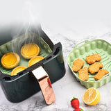 FancyGrab Reusable Air Fryer Silicone Pot Baking Tray Air Fryer Liner Pizza Oven Basket with 3Pcs Baking Tool Set Green