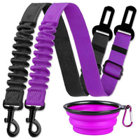 3 Piece Set Retractable Dog Car Seatbelts Adjustable Pet Seat Belt for Vehicle Purple