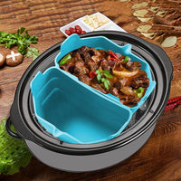 2-in 1 Silicone Slow Cooker Liner Reusable Silicone Cooker Divider Cooking Liner for 5QT Cookpot Blue