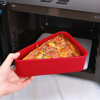 Reusable Pizza Slice Storage Container Silicone Pizza Box with Microwavable Serving Tray for Travel Hiking Camping Black and Red