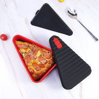 Reusable Pizza Slice Storage Container Silicone Pizza Box with Microwavable Serving Tray for Travel Hiking Camping Black and Red