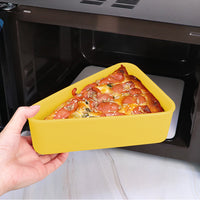 Reusable Pizza Slice Storage Container Silicone Pizza Box with Microwavable Serving Tray for Travel Hiking Camping Beige and Yellow