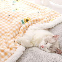 Pet Dog Cat Blanket Plush Warm Blanket Double Layer Yellow