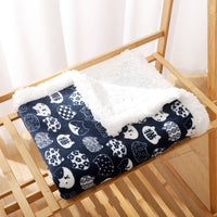 Pet Dog Cat Blanket Plush Warm Blanket Double Layer Navy