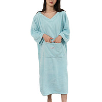 Bath Towel with Hood Wearable Bath Towel Bath Robe for Women Blue