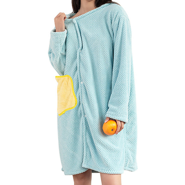 Surfing Wearable Bath Towel Bath Robe with Hood Blue