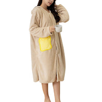 Surfing Wearable Bath Towel Bath Robe with Hood Beige