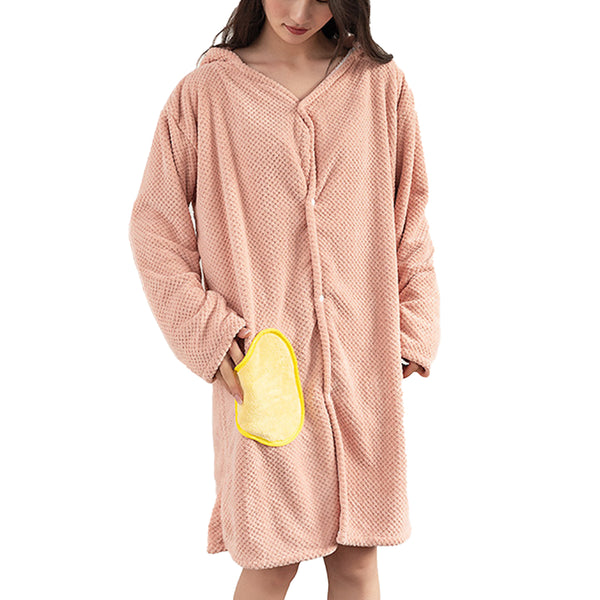 Surfing Wearable Bath Towel Bath Robe with Hood Pink