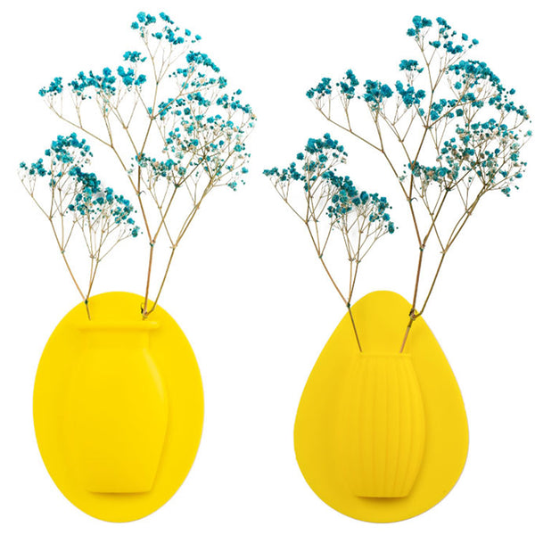 2Pcs 18.5 x 14cm Silicone Sticky Small Vases -Yellow