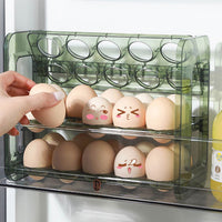 3-Layer Egg Holder for Refrigerator Egg Storage Rack Refrigerator Space Saver Green