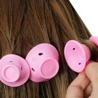 40pcs Set No Heat Hair Curlers Clip DIY Magic Silicone Soft Rollers Heatless-Pink