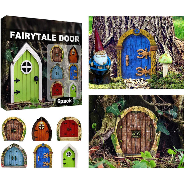 Set of 6pcs Miniature Fairy Door for Tree Outdoor Garden Decoration Fairy House Style 1