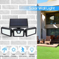 3 Heads Spotlights Motion Sensor Solar Powered Lights with 74LED IP65 Waterproof