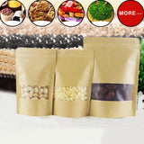 100 Pack ofVisible Resealable Kraft Paper Pouch Self Sealing Food Storage Bag