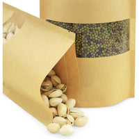 50Pcs Visible Resealable Kraft Paper Pouch Self Sealing Zipper Food Storage Bag