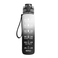 1L Large-capacity Water Bottle With Time Markings Motivational Drink Flask White and Black