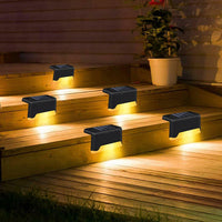 12PCS Solar Powered Deck Lights Warm White Lamps Set Black