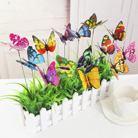 50 or 100Pcs Garden Butterfly Stakes Yard Patio Plant Pot Flower Bed Decor