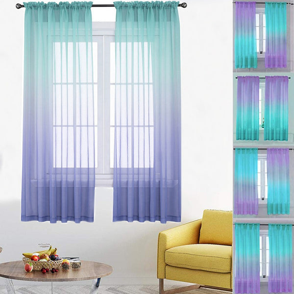 Set of 2 Drape Panels Multiple Installation Ways Semi Sheer Gradient Curtains Home Decoration for Bedroom Living Room